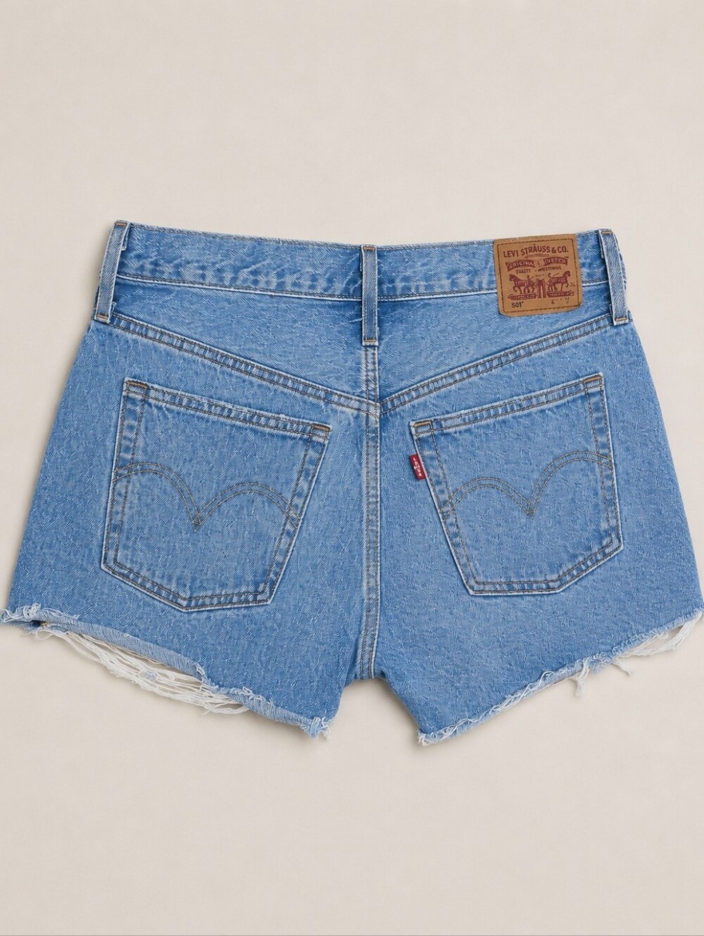 Levi's 501 Original Distressed High Rise Denim Shorts Light Wash Size 28 Cutoff - Picture 4 of 10